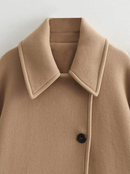 Evelyn Women's Wool Coat - Mid-Length, Camel